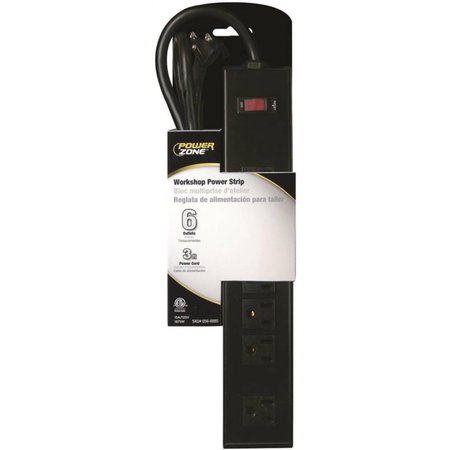 POWERZONE Power Strip Blk Metal 6Out 3Ft OR801123